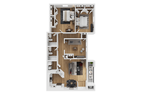 Floor plan for 3 beds, 2 baths, 1110 sqft